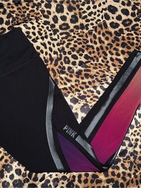 PINK Victoria's Secret High Waisted Ombre Purple Magenta Mesh Leggings